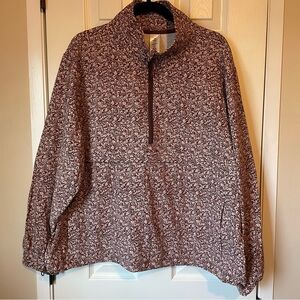 Floral Print Quarter-Zip Jacket Travel Pull Over size XXL